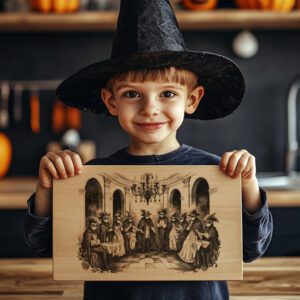 Halloween Laser Engraving File for Charcuterie Board, Masked