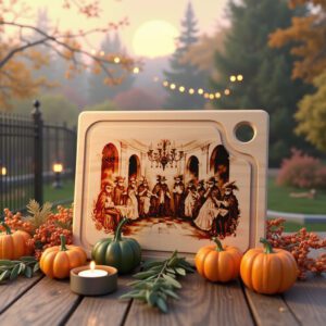 Halloween Laser Engraving File for Charcuterie Board, Masked