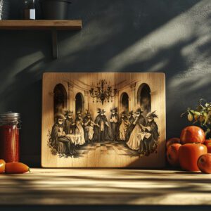 Halloween Laser Engraving File for Charcuterie Board, Masked