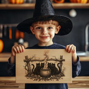 Halloween Laser Engraving File, Sinister Black Cat, Spooky