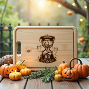 Halloween Laser Engraving File, Skull Hourglass Charcuterie Board