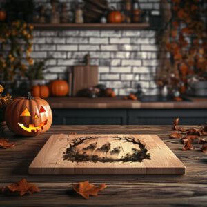 Halloween Laser Engraving File, Spectral Wolves Eclipse Charcuterie