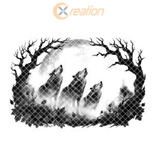 Halloween Laser Engraving File, Spectral Wolves Eclipse Charcuterie
