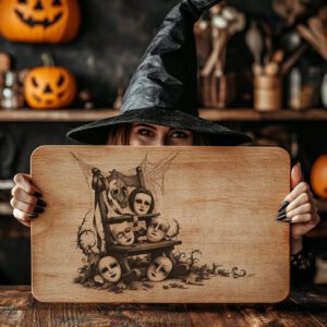 Halloween Laser Engraving File, Spooky Charcuterie Board, Carnival