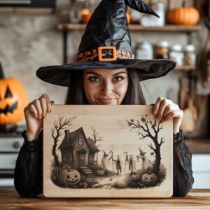 Halloween Laser Engraving File, Spooky Charcuterie Board, Ghost
