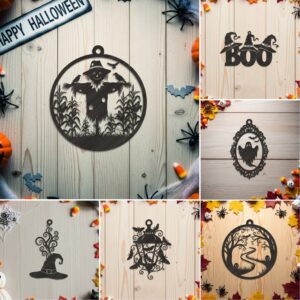 Halloween Ornament Bundle, 9 Laser Design Files for