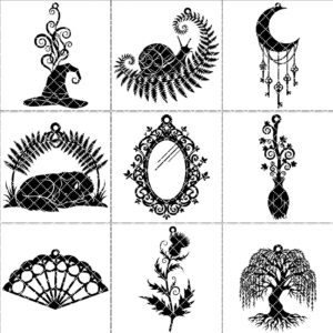 Halloween Ornament Bundle, 9 Spooky Designs for Laser