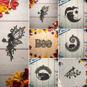 Halloween Ornament Bundle, 9 Spooky Laser Decor Files,