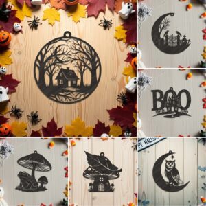 Halloween Ornament Bundle, Spooky Laser Designs for Glowforge,