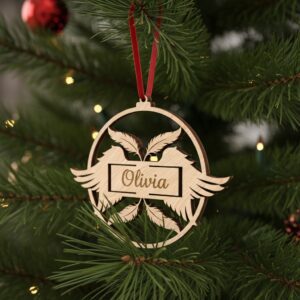 Personalized Angel Wings Ornament File, Memorial Christmas Design