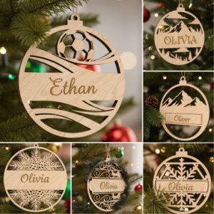 Personalized Christmas Ornament Bundle, Laser Design Files for