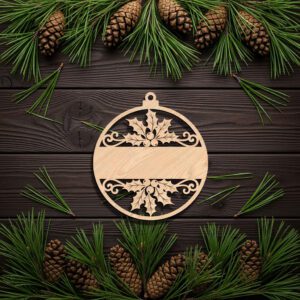 Personalized Ornament File, Christmas Holly Design, Custom Holiday