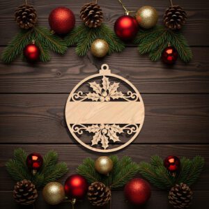 Personalized Ornament File, Christmas Holly Design, Custom Holiday