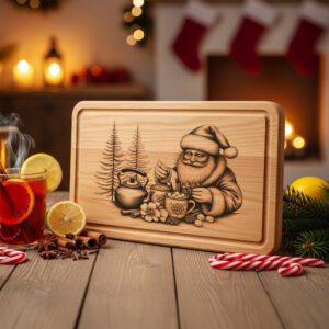 Santa Charcuterie Board Christmas Laser Engraving File, Holiday