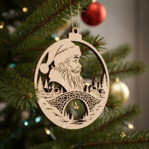 Santa Christmas Ornament Bundle, Laser Design Set, 6