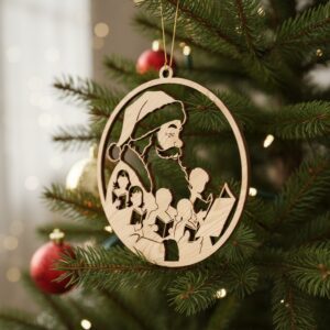Santa Christmas Ornament Bundle, Laser Design Set, 6