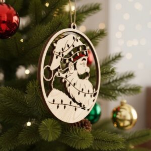 Santa Christmas Ornament Bundle, Laser Design Set, 6