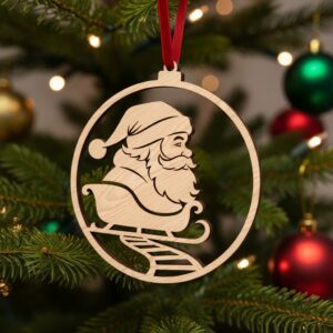 Santa Christmas Ornament Bundle, Laser Design Set, 6