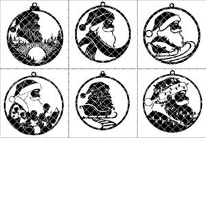 Santa Christmas Ornament Bundle, Laser Design Set, 6