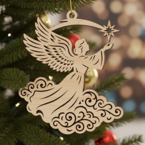 Angel Ornament Bundle, 6 Christmas Laser Files, Female Angel Designs for Holiday Crafts