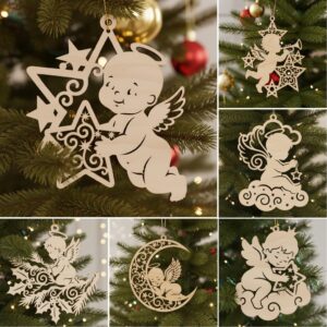 Angel Ornament Bundle, Baby Angel Laser File for Christmas Tree Decor