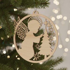 Angel Ornament Bundle, Christmas Laser Cut File, 6 Adorable Baby Angel Designs