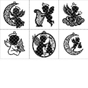 Angel Ornament Bundle, Christmas Laser Cut File, 6 Adorable Baby Angel Designs