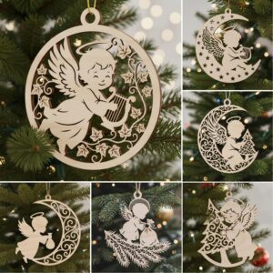 Angel Ornament Bundle, Laser Cut Files for Christmas Decor, Cute Baby Angel Designs