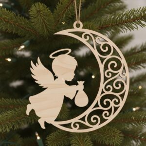 Angel Ornament Bundle, Laser Cut Files for Christmas Decor, Cute Baby Angel Designs