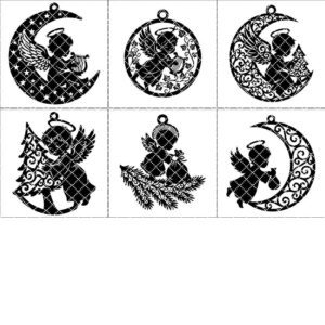 Angel Ornament Bundle, Laser Cut Files for Christmas Decor, Cute Baby Angel Designs