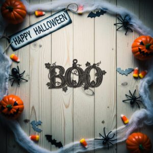 Boo Halloween Ornament Laser File, Pumpkin Ivy Design,