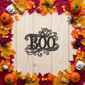 Boo, Halloween Ornament, Laser File, Spooky Black Silhouette,