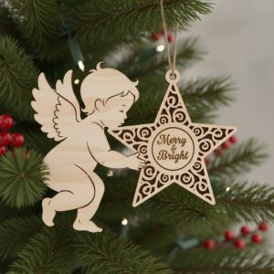 Christmas Angel Ornament Bundle, 6 Digital Décor Files