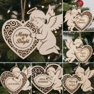 Christmas Angel Ornament Bundle, 6 Files, Custom Holiday