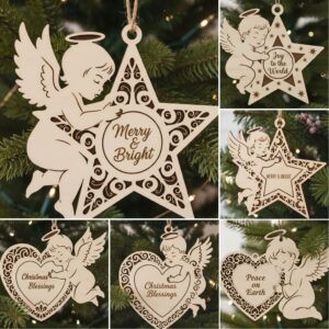 Christmas Angel Ornament Bundle, Laser-Crafted Holiday Home Decor