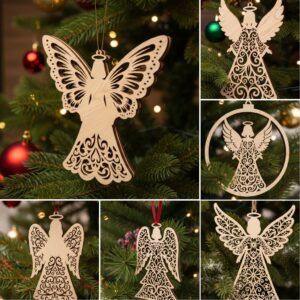 Christmas Angel Ornament Set - 6 Laser-Friendly Tree