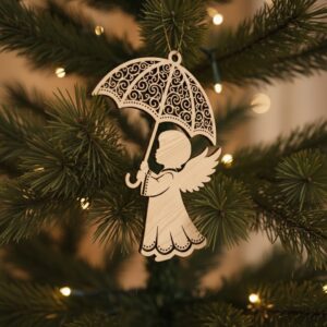 Christmas Angel Ornament, Umbrella, Holiday Decor