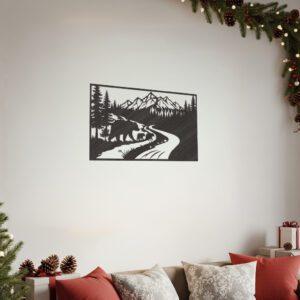 Christmas Bear Family Monogram Sign, Winter Cabin Wall