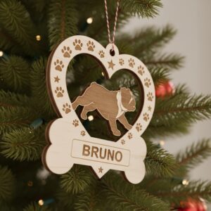 Christmas Bulldog Laser File, Playful Dog Holiday Ornament,