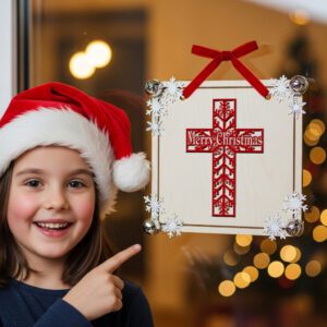 Christmas Cross, Snowflake Door Hanger, Christian Holiday Sign