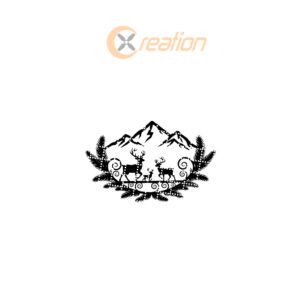 Christmas, Deer Family, Mountain, Metal Sign Wall Art