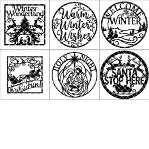 Christmas Door Hanger Bundle, 6 Monogram Designs, Holiday