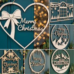 Christmas Door Hanger Bundle, 6 Round Holiday Signs