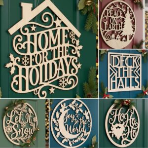 Christmas Door Hanger Bundle and Round Monogram Sign