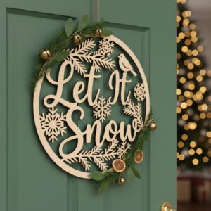 Christmas Door Hanger Bundle and Round Monogram Sign