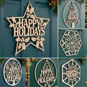 Christmas Door Hanger Bundle, Holiday Sign Designs, Set of 6 for Cricut Projects