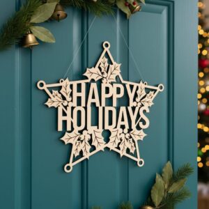 Christmas Door Hanger Bundle, Laser Files for Round Signs, Festive Text Decor