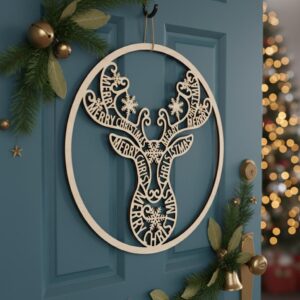 Christmas Door Hanger Bundle, Laser Files for Round Signs, Festive Text Decor