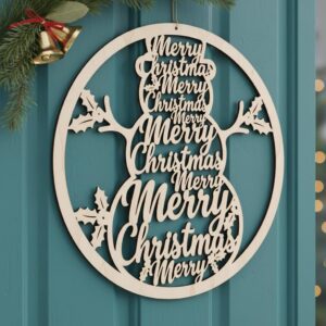 Christmas Door Hanger Bundle, Laser Files for Round Signs, Festive Text Decor