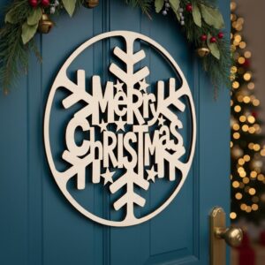 Christmas Door Hanger Bundle, Laser Files for Round Signs, Festive Text Decor